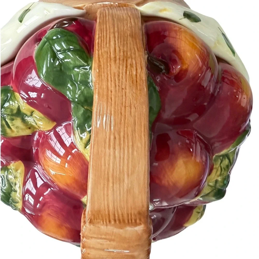 Vintage Cooks Club Apple Basket Ceramic Cookie Jar hand painted  Harvest Decor